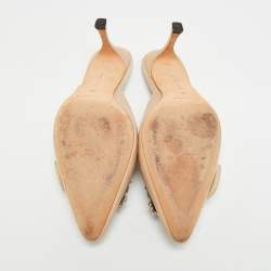 Pre Owned شبشب مانولو بلانيك مييسالي ساتان بيج مقاس 38