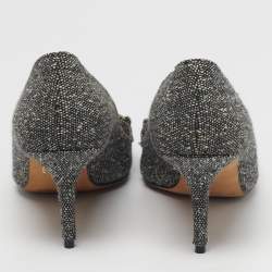 Pre Owned حذاء لوفر كعب عالي مقدمته مدببة مانولو بلانيك قماش تويد أسود مقاس 41