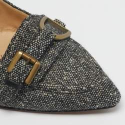 Pre Owned حذاء لوفر كعب عالي مقدمته مدببة مانولو بلانيك قماش تويد أسود مقاس 41