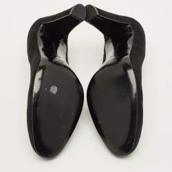 Pre Owned حذاء كعب عالي مانولو بلانيك مقدمة دائرية شامواه أسود مقاس 36.5