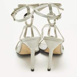 Pre Owned صندل مانولو بلانيك فتحة كعب و مقدمة مفتوحة جلد أخضر مقاس 40