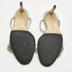 Pre Owned صندل مانولو بلانيك فتحة كعب و مقدمة مفتوحة جلد أخضر مقاس 40