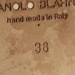 Pre Owned Manolo Blahnik Hangisi Size 38 Blue Satin Ballet Flats