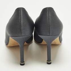 Pre Owned Manolo Blahnik Hangisi Size 39 Grey Satin Crystal Embellished Pumps