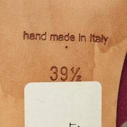 Pre Owned Manolo Blahnik Hangisi Size 39.5 Burgundy Satin Crystal Embellished Pumps