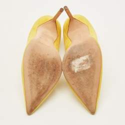 Pre Owned حذاء كعب عالي مانولو بلانيك مقدمة مدببة شامواه بيج مقاس 40