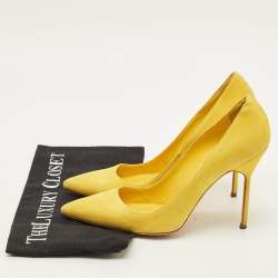 Pre Owned حذاء كعب عالي مانولو بلانيك مقدمة مدببة شامواه بيج مقاس 40