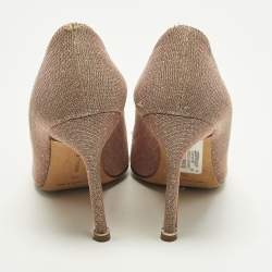 Pre Owned Manolo Blahnik Hangisi Size 35 Metallic Lurex Fabric Pumps