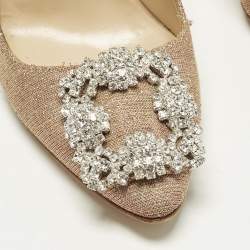 Pre Owned Manolo Blahnik Hangisi Size 35 Metallic Lurex Fabric Pumps