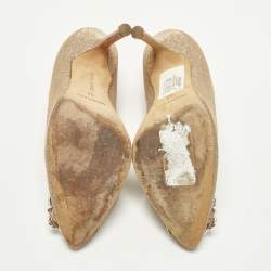 Pre Owned Manolo Blahnik Hangisi Size 35 Metallic Lurex Fabric Pumps