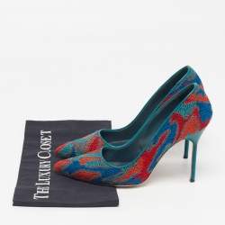 Pre Owned Manolo Blahnik Size 38 Multicolor Crochet Pumps
