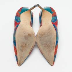 Pre Owned Manolo Blahnik Size 38 Multicolor Crochet Pumps