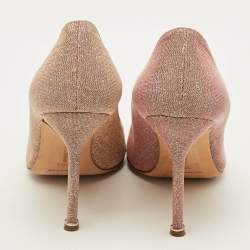 Pre Owned حذاء كعب عالي مانولو بلانيك هانغيسي قماش لوريكس معدني مقاس 35