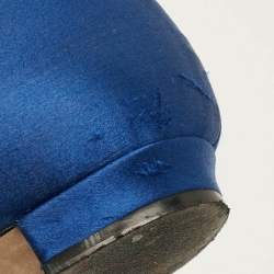 Pre Owned Manolo Blahnik Hangisi Size 41 Blue Satin Ballet Flats