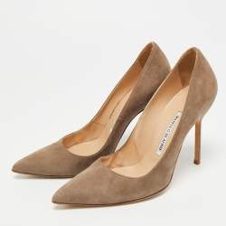 مملوكة مسبقًا حذاء كعب عالي مانولو بلانيك بي بي شامواه بني مقاس 37