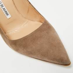 مملوكة مسبقًا حذاء كعب عالي مانولو بلانيك بي بي شامواه بني مقاس 37