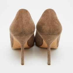 مملوكة مسبقًا حذاء كعب عالي مانولو بلانيك بي بي شامواه بني مقاس 37