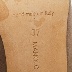 مملوكة مسبقًا حذاء كعب عالي مانولو بلانيك بي بي شامواه بني مقاس 37