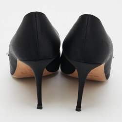 Pre Owned Manolo Blahnik Nadira Size 39.5 Black Satin Crystal Embellished Pumps