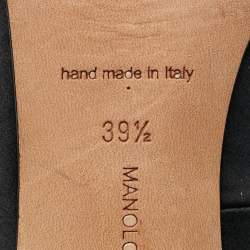 Pre Owned Manolo Blahnik Nadira Size 39.5 Black Satin Crystal Embellished Pumps