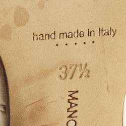 Pre Owned Manolo Blahnik Hangisi Size 37.5 Beige Satin D'orsay Pumps