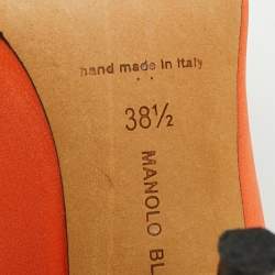 Pre Owned Manolo Blahnik Gotrian Size 38.5 Orange/Black Fabric Pumps