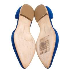 مملوكة مسبقًا Manolo Blahnik Cobalt Blue Suede Soussaba D'Orsay Flats Size 35.5