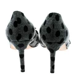 Pre Owned Manolo Blahnik Blue Polka Dot Denim Pointed Toe Pumps Size 40