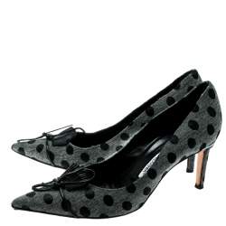 Pre Owned Manolo Blahnik Blue Polka Dot Denim Pointed Toe Pumps Size 40