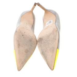 Pre Owned Manolo Blahnik Two Tone Suede Leather Bipunta Pointed Toe Pumps Size 38.5