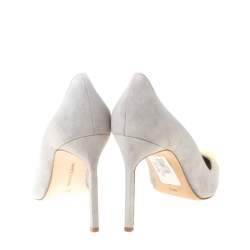 Pre Owned Manolo Blahnik Two Tone Suede Leather Bipunta Pointed Toe Pumps Size 38.5