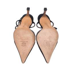 Pre Owned Manolo Blahnik Black Suede Pointed Toe Tie Ankle Sandals Size 36.5