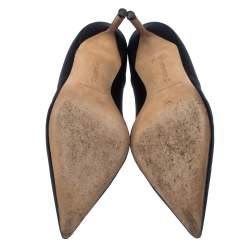 Pre Owned Manolo Blahnik Black Satin Cross Pointed Toe Pumps Size 38