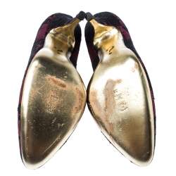 Pre Owned حذاء كعب عالي موسكينو دانتيل و ساتان أسود و وردي مقاس 39