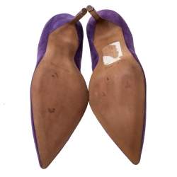 Pre Owned Manolo Blahnik Purple Suede BB Pointed Toe Pumps Size 35