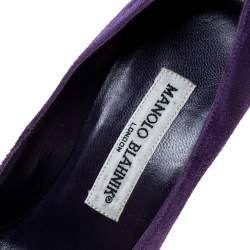 Pre Owned Manolo Blahnik Purple Suede BB Pointed Toe Pumps Size 35