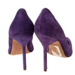 Pre Owned Manolo Blahnik Purple Suede BB Pointed Toe Pumps Size 35
