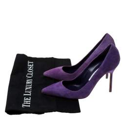 Pre Owned Manolo Blahnik Purple Suede BB Pointed Toe Pumps Size 35