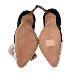 Pre Owned Manolo Blahnik Beige And Black Suede Arleti Frill Detail Pumps Size 37
