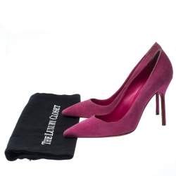 Pre Owned Manolo Blahnik Pink Suede BB Pointed Toe Pumps Size 35.5
