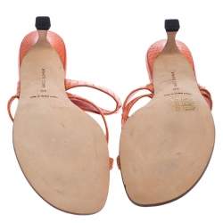 Manolo Blahnik Orange Python Susa Thong Kitten Heel Sandals Size 40