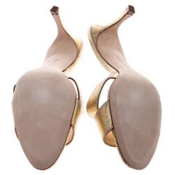 Pre Owned صندل مانولو بلانيك مفتوح جلد ذهبي ميتالك مقاس 42