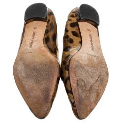 Manolo Blahnik Leopard Patent Leather Titto Ballet Flats Size 35