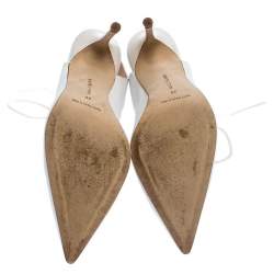 Manolo Blahnik White Leather Latta Cut Out Lace Up Pointed Toe Sandals Size 39