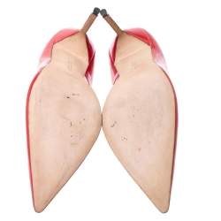 Pre Owned حذاء كعب عالي مانولو بلانيك "بي بي" بمقدمة مدببة جلد لامع أحمر مقاس 41