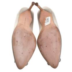 Pre Owned حذاء كعب عالي مانولو بلانيك هان غيسي مرصع كريستال ساتان رصاصي مقاس 38