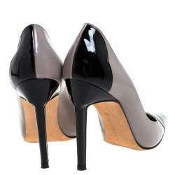 Pre Owned Manolo Blahnik Two Tone Leather And Patent Leather Adra Pumps Size 38