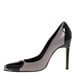 Pre Owned Manolo Blahnik Two Tone Leather And Patent Leather Adra Pumps Size 38