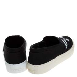 Pre Owned Kenzo Black Canvas Slip On Sneakers Size 37