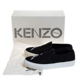 Pre Owned Kenzo Black Canvas Slip On Sneakers Size 37